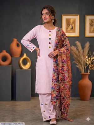 3 Pcs Women's Stitched Dobby Lawn Sheesha Work Suit