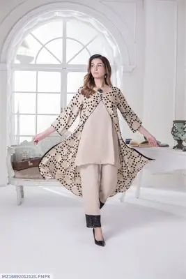 3 Pcs Women's Stitched Arabic Lawn Printed Suit