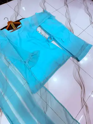 3 Pcs Women's Stitched Chiffon Plain Suit thumbnail 2