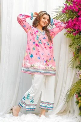 2 Pcs Women's Stitched Printed Co-Ord Set