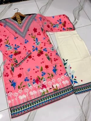 2 Pcs Women's Stitched Printed Co-Ord Set thumbnail 2