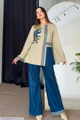 Blue Swiss Lawn Printed 2Pcs Women Co-Ord Set Medium thumbnail 5