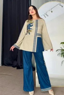 Blue Swiss Lawn Printed 2Pcs Women Co-Ord Set Medium
