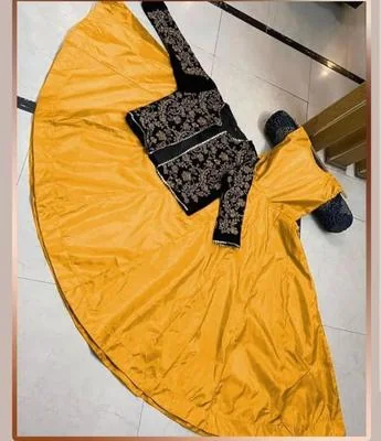 Mustard Shamoz Silk Maxi With Embroidered Jacket 2Pcs