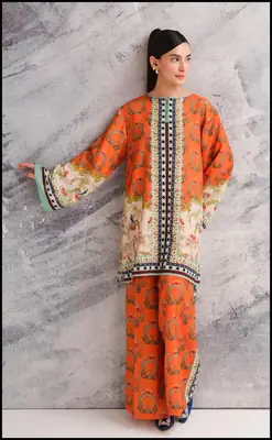 2 Pcs Women's Stitched Swiss Lawn Printed Co-Ord Set