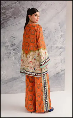2 Pcs Women's Stitched Swiss Lawn Printed Co-Ord Set thumbnail 2