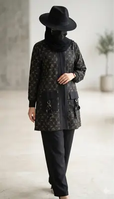 2 Pcs Women's Stitched Linen Printed Shirt And Trouser thumbnail 3
