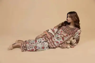 2 Pcs Women's Stitched Swiss Lawn Printed Co-Ord Set thumbnail 3