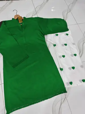 2 Pcs Women's Stitched Cotton Printed Shirt And Trouser thumbnail 4