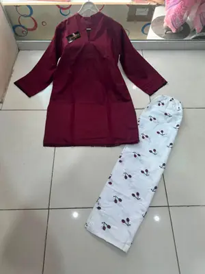 2 Pcs Women's Stitched Cotton Printed Shirt And Trouser thumbnail 2