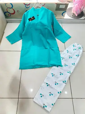 2 Pcs Women's Stitched Cotton Printed Shirt And Trouser thumbnail 2