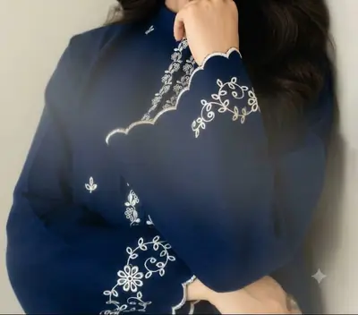 2 Pcs Women's Stitched Chiffon Embroidered Shirt And Trouser thumbnail 4