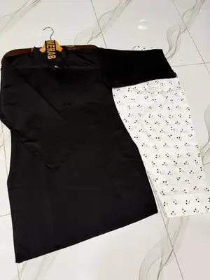2 Pcs Women's Stitched Cotton Plain Shirt And Trouser thumbnail 3