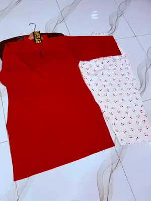 2 Pcs Women's Stitched Cotton Plain Shirt And Trouser thumbnail 3