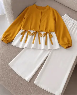 2 Pcs Women's Stitched Cotton Plain Shirt And Trouser thumbnail 2
