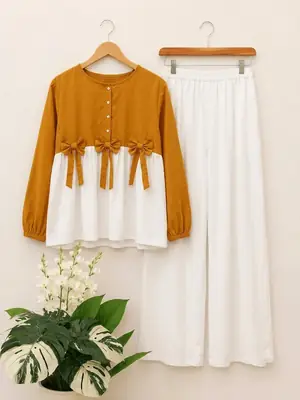 2 Pcs Women's Stitched Cotton Plain Shirt And Trouser thumbnail 3