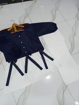 2 Pcs Women's Stitched Cotton Plain Shirt And Trouser thumbnail 3