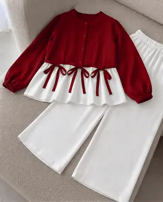 2 Pcs Women's Stitched Cotton Plain Shirt And Trouser thumbnail 3
