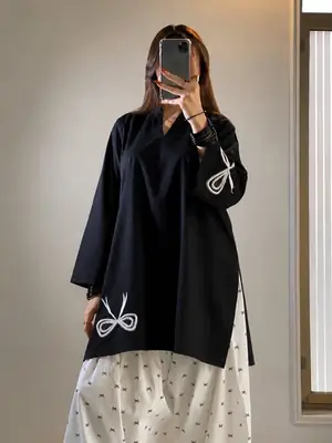 2 Pcs Women's Stitched Cotton Embroidered Shirt And Trouser thumbnail 2