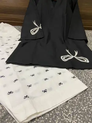 2 Pcs Women's Stitched Cotton Embroidered Shirt And Trouser thumbnail 6