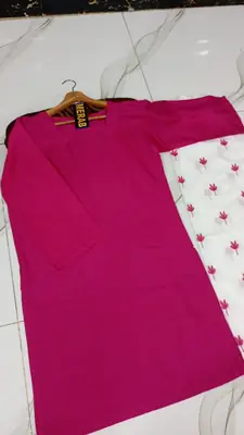 2 Pcs Women's Stitched Linen Embroidered Shirt And Trouser thumbnail 2