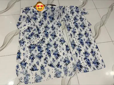 2 Pcs Women's Stitched Swiss Lawn Printed Co-Ord Set thumbnail 2