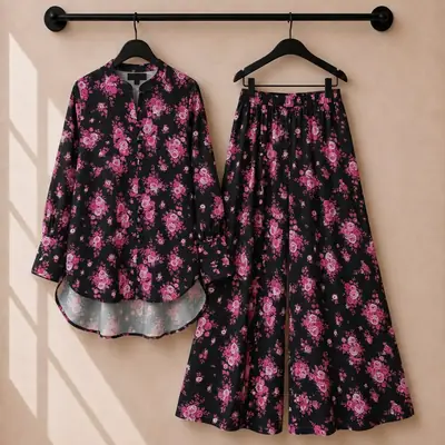 2 Pcs Women's Stitched Swiss Lawn Printed Co-Ord Set