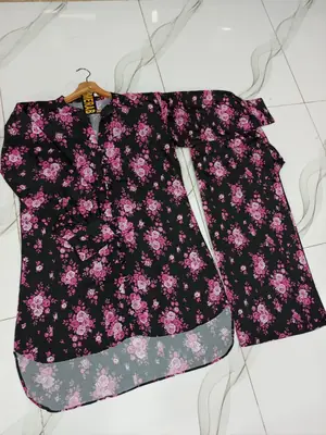 2 Pcs Women's Stitched Swiss Lawn Printed Co-Ord Set thumbnail 2