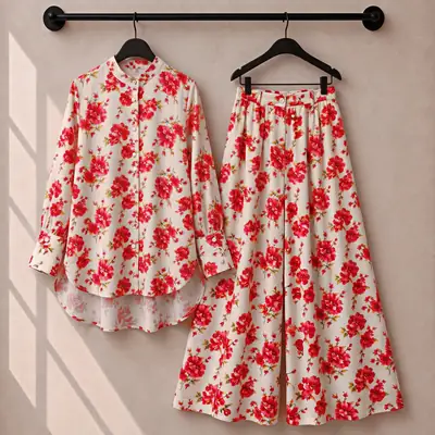 2 Pcs Women's Stitched Swiss Lawn Printed Co-Ord Set thumbnail 3