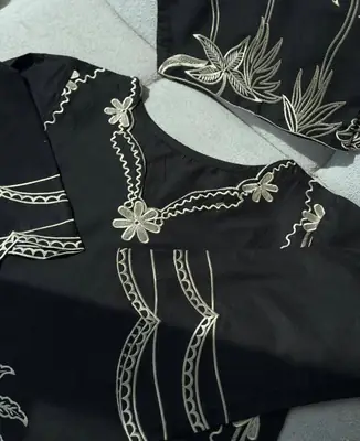 2 Pcs Women's Stitched Cotton Embroidered Shirt And Trouser thumbnail 4