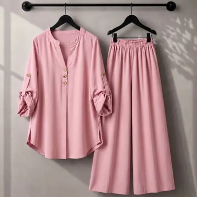 2 Pcs Women's Stitched Georgette Plain Shirt And Trouser