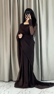 3 Pcs Women’s Chiffon Plain Stitched Saree
