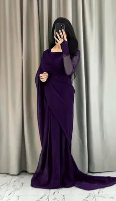 3 Pcs Women’s Chiffon Plain Stitched Saree