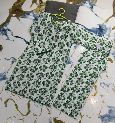 2 Pcs Girl's Cotton Printed Shirt And Trouser Suit thumbnail 3