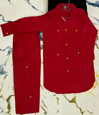 2 Pcs Girl's Cotton Plain Kurta And Pajama thumbnail 2
