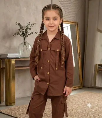 2 Pcs Girl's Cotton Plain Kurta And Pajama