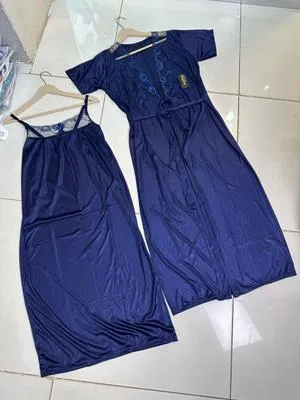 2 Piece Blue Lace Nighty Set for Bridal Wear thumbnail 2