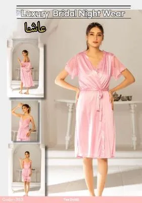 3 pcs Jersey Lace Comfortable And Breathable Nightwear Set thumbnail 2