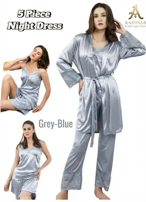 5 pcs Jersey Frilly Lightweight And Breathable Nightwear Set