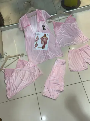 5 pcs Jersey Frilly Lightweight And Breathable Nightwear Set thumbnail 2