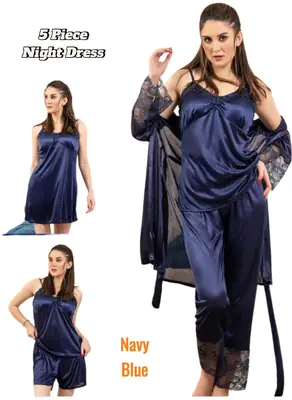 5 pcs Jersey Frilly Lightweight And Breathable Nightwear Set