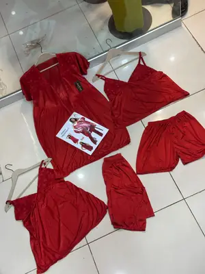 5 pcs Jersey Frilly Lightweight And Breathable Nightwear Set thumbnail 2
