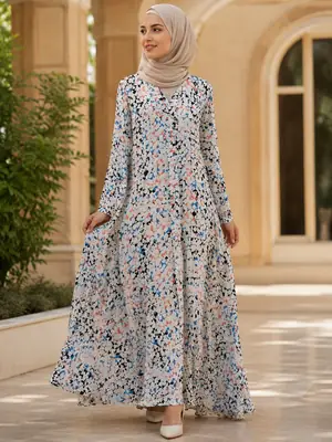 Georgette Printed Classic Abaya thumbnail 3