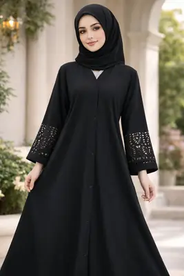 Georgette Plain Full Abaya thumbnail 7