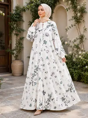 Georgette Printed Classic Abaya thumbnail 2