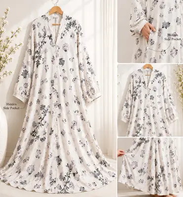 Georgette Printed Classic Abaya thumbnail 3