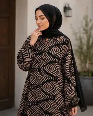 Georgette Printed Classic Abaya thumbnail 3