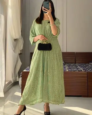 1 Pc Women's Stitched Moonlight Applique Kaftan thumbnail 4