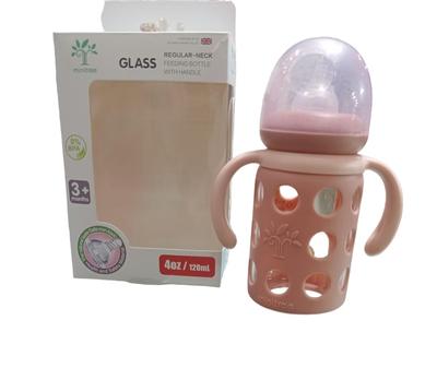 Baby Glass Feeder Bottle With Handle, 120 ML