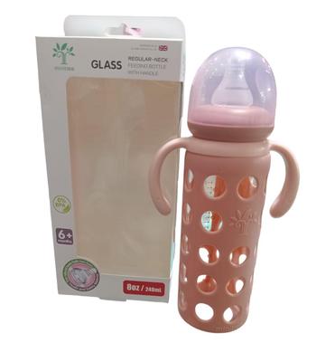 Baby Glass Feeder Bottle With Handle, 240 ML